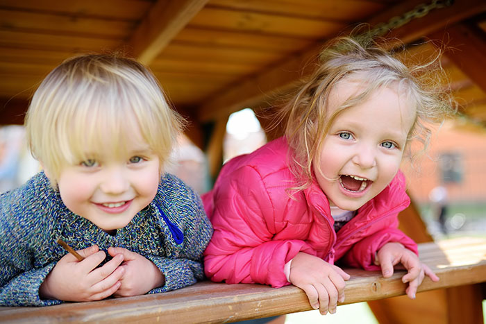 two toddler friends outside at a Preschool & Daycare Serving North Hollywood, Santa Monica & Van Nuys, CA