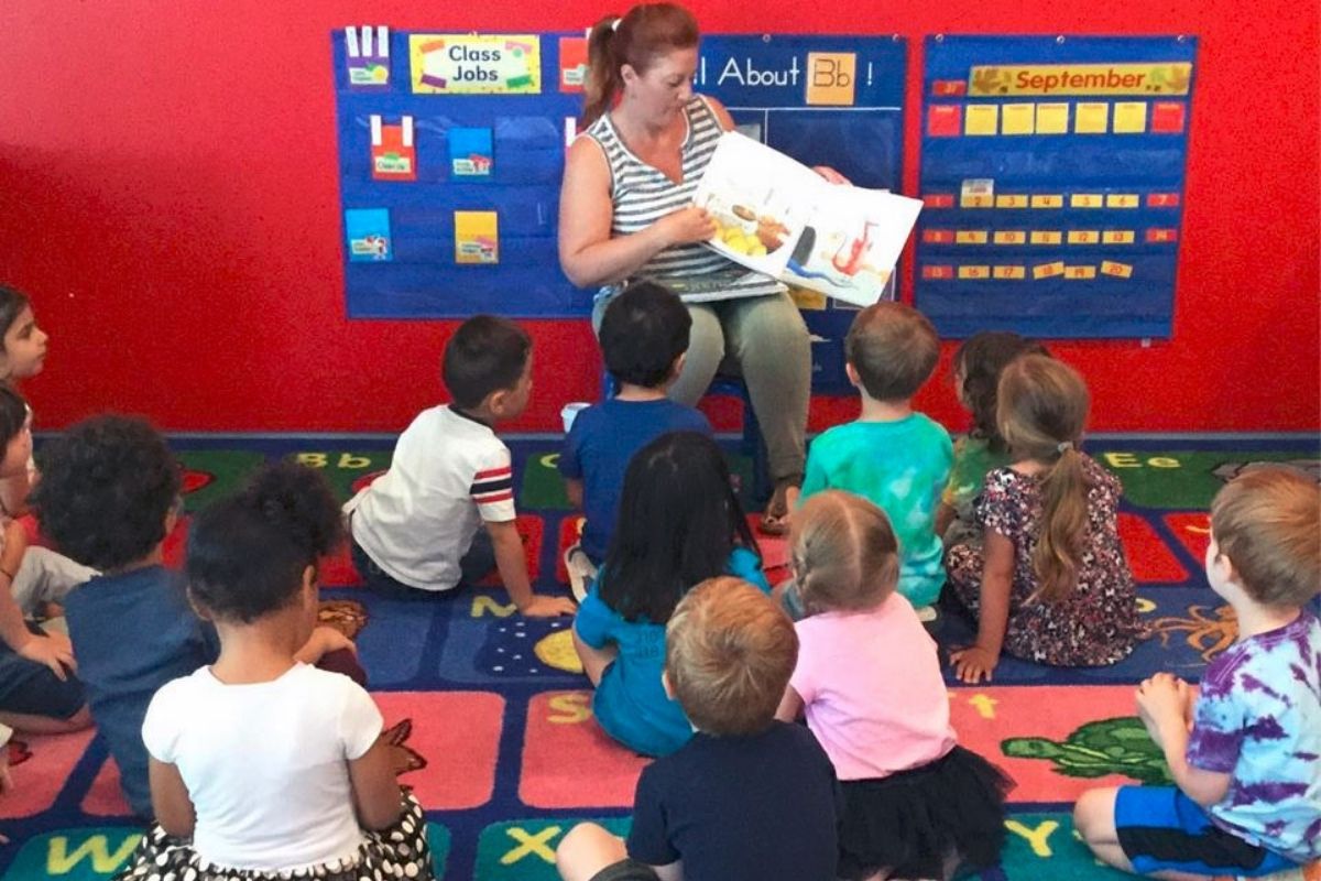 teacher reading to children at a Preschool & Daycare Serving North Hollywood & Santa Monica, CA